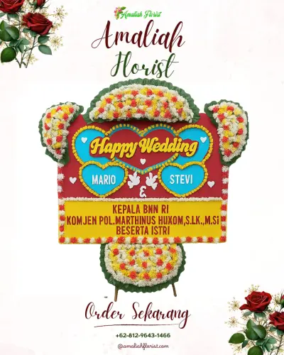 Karangan Papan Bunga Pernikahan di Sako Baru